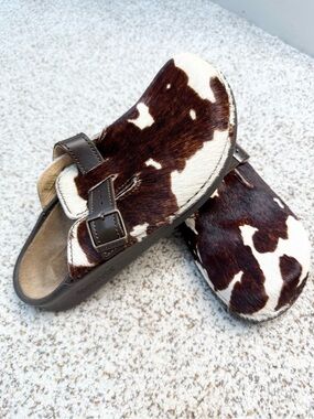 Birkenstock footprints brown and white cowhide clogs Rare Deadstock Authentic 11